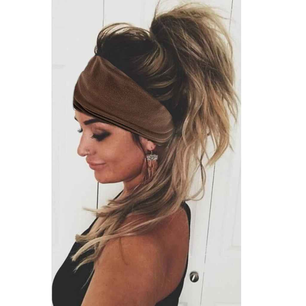 Boho Headbands For Women Fashion Stretch Wide Hair Bands Knoted Turban Head Bands Yoga Running Sweatband Elastic Headband Stylish Wrap Headbands Hair Accessories for Teen Girls 4 Pack