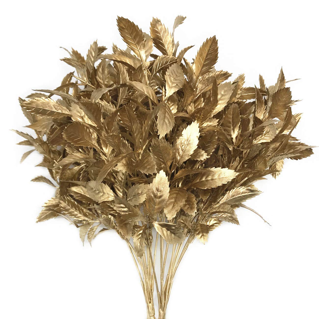 Christmas Decor Artificial Plants, PASYOU Gold Fake Antlers Plastic Grass Shrubs Leaves Indoor Outdoor Home Garden Party Hotel Verandah Wedding Event Faux DIY Decoration - 30 Inch Golden 2 Bunches