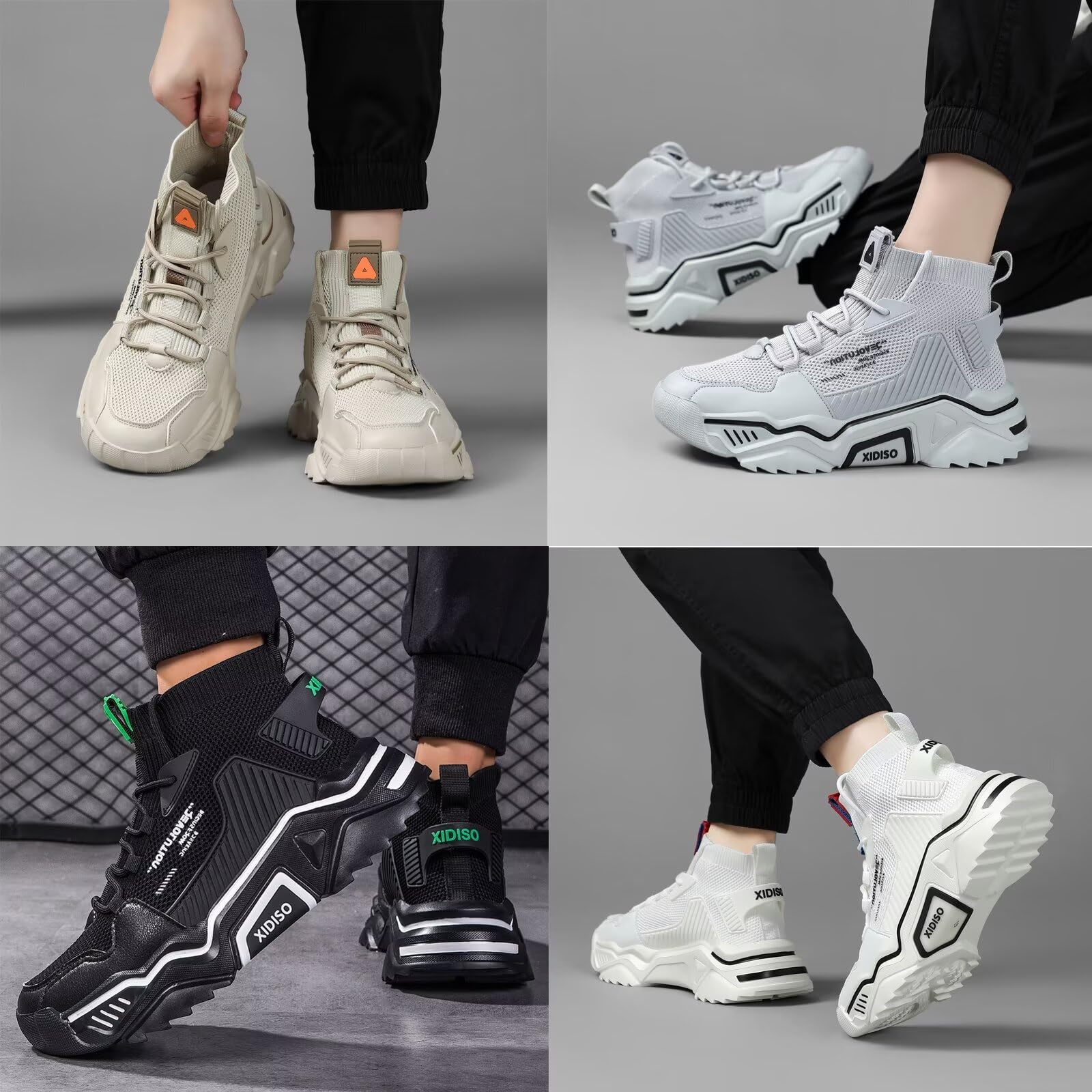 SANNAX Fashion Shoes for Mens High Top Casual Walking Shoes Non Slip Breathable Mesh Lightweight Sneakers