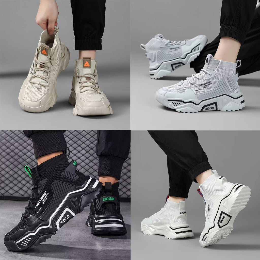 SANNAX Fashion Shoes for Mens High Top Casual Walking Shoes Non Slip Breathable Mesh Lightweight Sneakers
