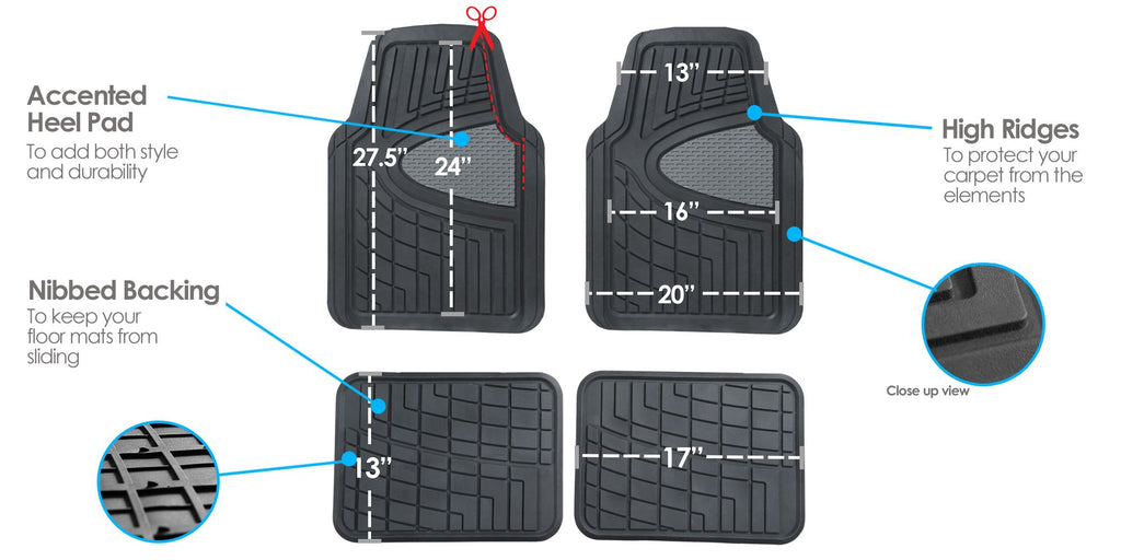 FH Group Automotive Floor Mats - Heavy-Duty Rubber Floor Mats for Cars, Universal Fit Full Set, Climaproof Floor Mats, Trimmable Floor Mats for Most Sedan, SUV, Truck Floor Mats Beige