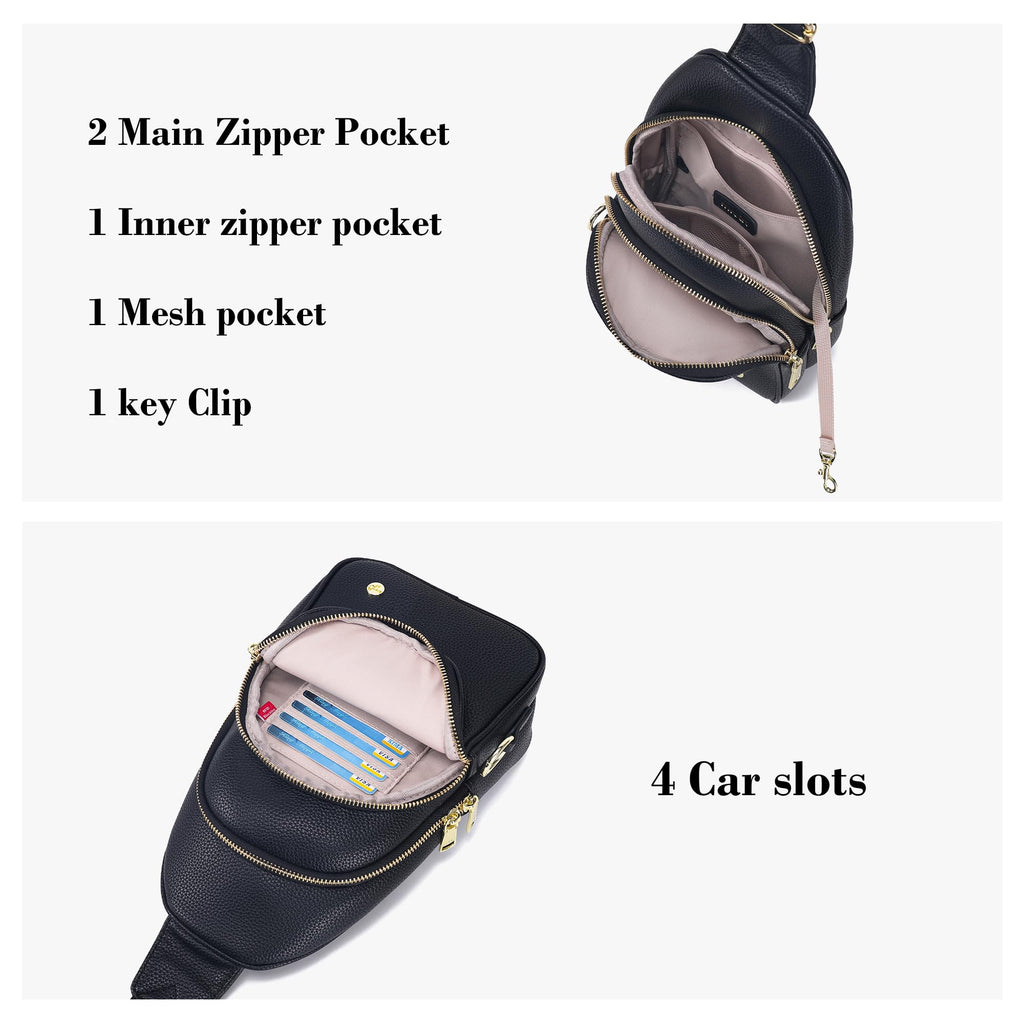 INICAT Small Crossbody Sling Bags Faux Leather Fanny Packs Purses for Women Everyday & Travel