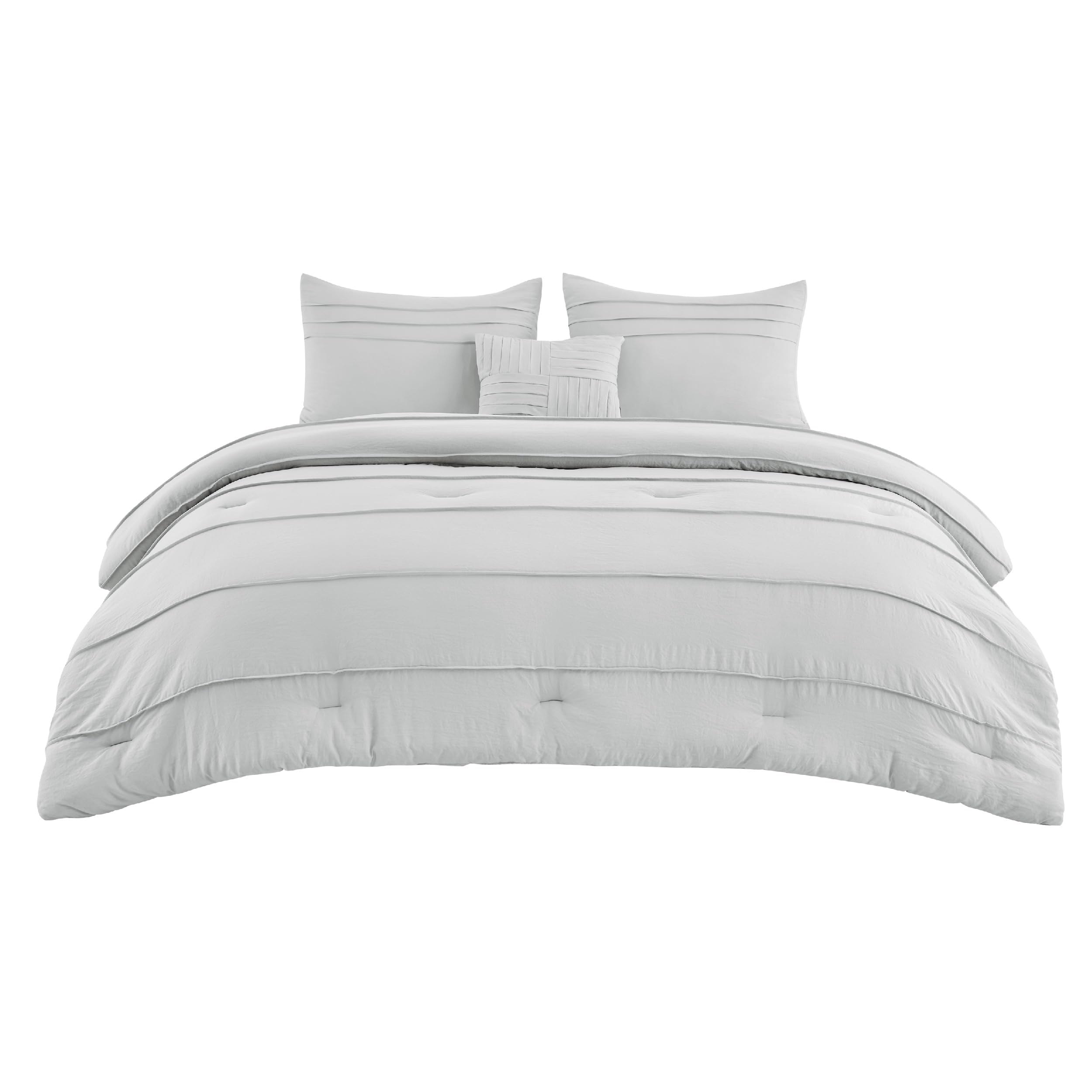 Bedsure Twin Comforter Set - 3 Pieces Pinch Pleat Bed Set, Beige Boho Bedding for All Season, 1 Soft Comforter, 1 Pillowcase, 1 Decorative Pillow