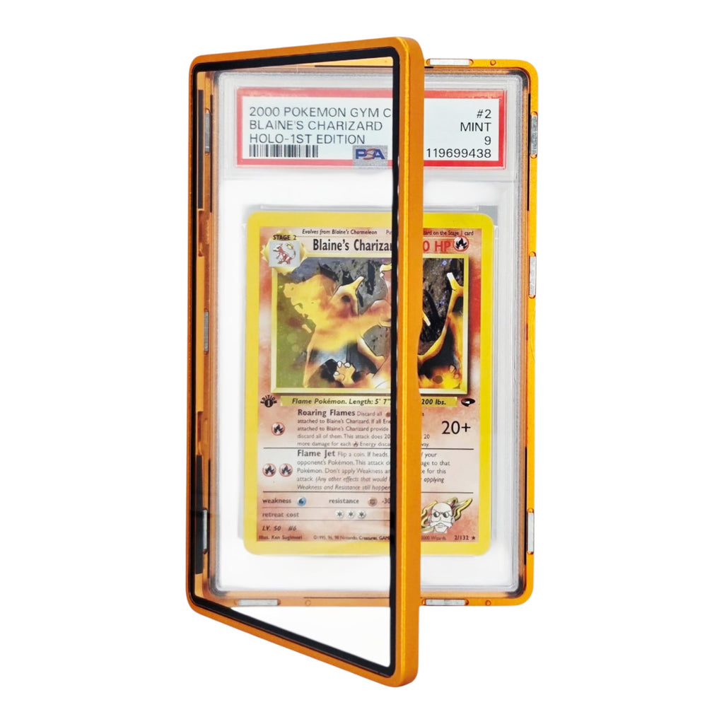 Metal PSA Slab Bumper Case UV Resistant- Safeguard Stackable Magnetic Aluminum Metal Case For Graded Cards (Black)