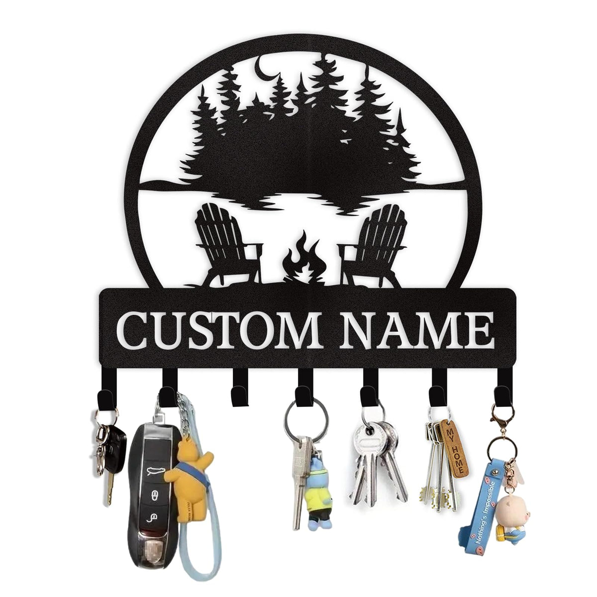 Dyoart Personalized Couple's Name Key Rack, Wall Mounted Metal Key Holder for Housewarming Gifts,ignent Bedding