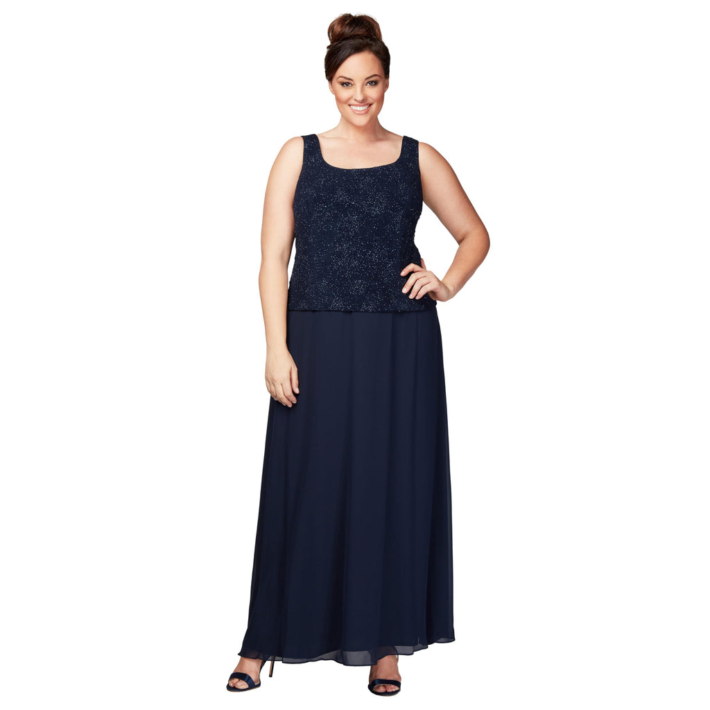 Alex Evenings Womens Long Dress with Mandarin Neckline Jacket
