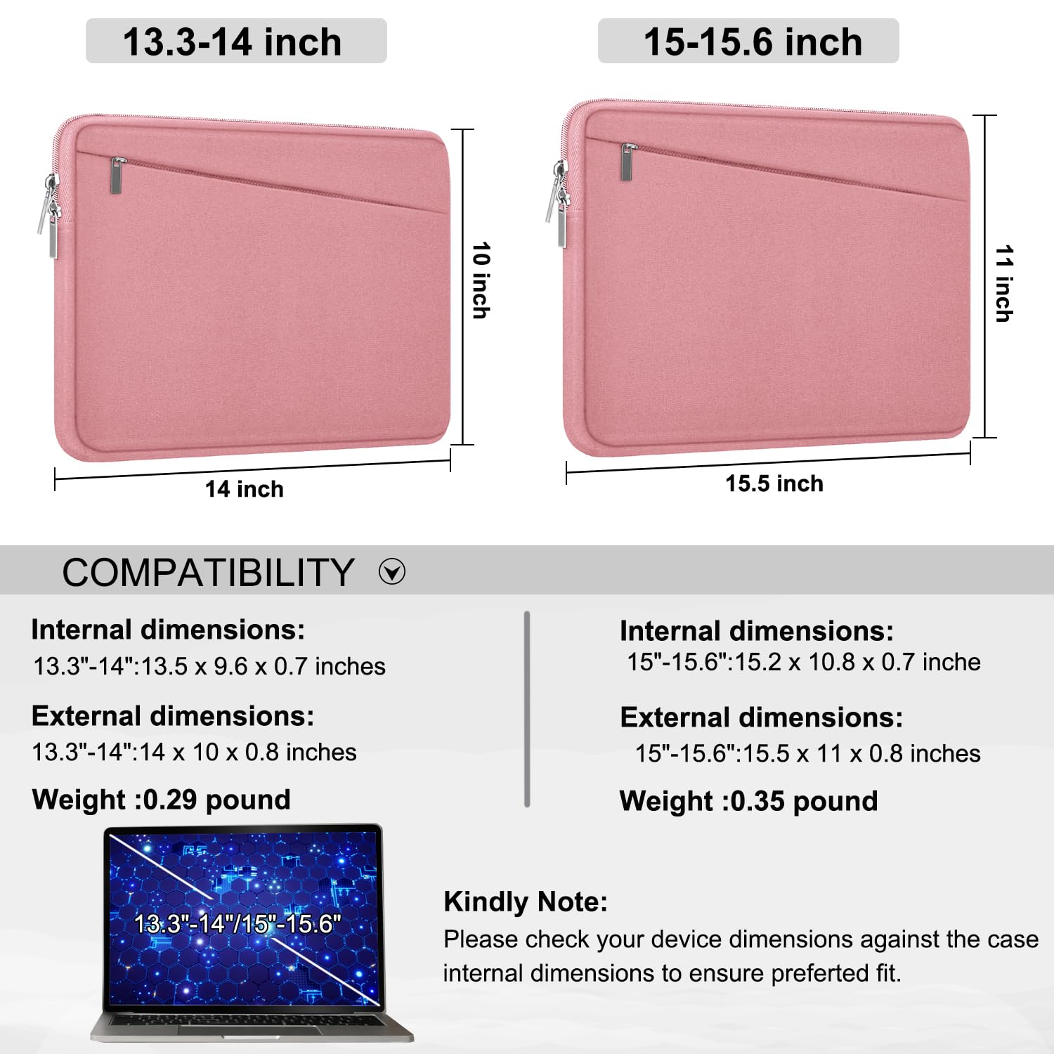 Laptop Sleeve Case 13.3 Inch, Durable 14 Inch Laptop Case Computer Carrying Bag Protective Cover Compatible with 13 14 inch MacBook Pro, MacBook Air, Dell, HP, Lenovo, Notebook, Computer, Black