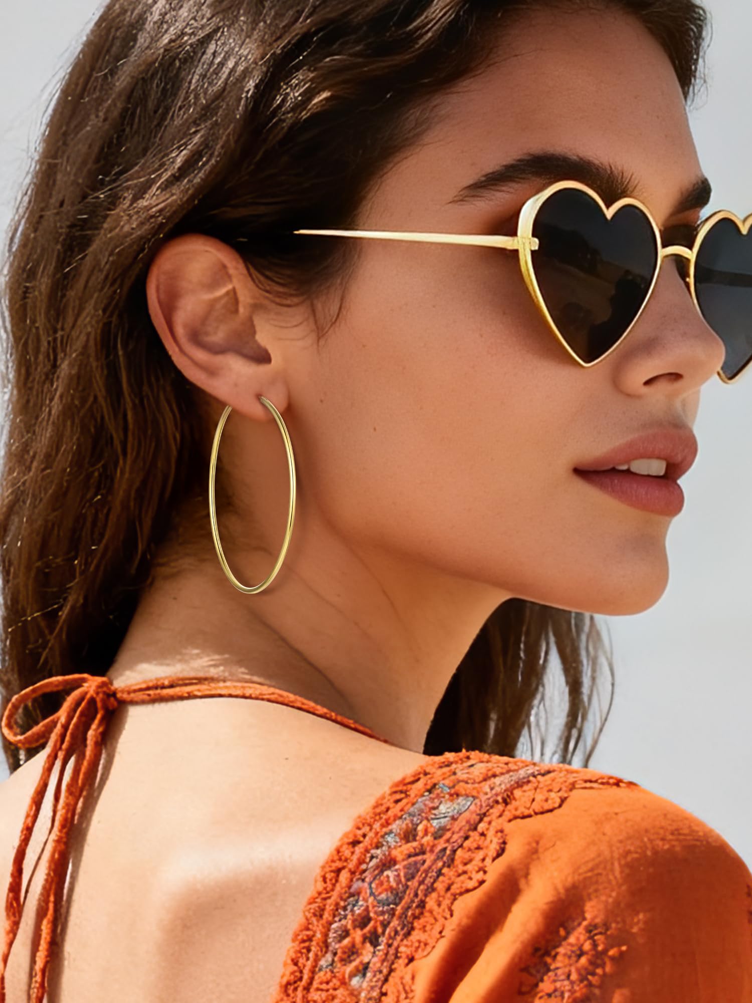 ChicSilver 925 Sterling Silver Hoop Earrings for Women Hypoallergenic, Lightweight Large Gold Plated Silver Hoop Earrings, Endless Hoops Earring 20/30/40/50/60/70MM