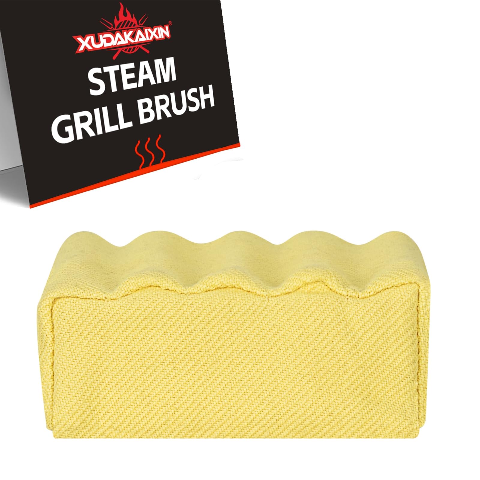 Bristle-Free Steam Cleaning Grill Brush — Features an Extended Luxurious Rosewood Handle and a Unique Wavy pad that Seamlessly fits cast Iron and Stainless Steel grates