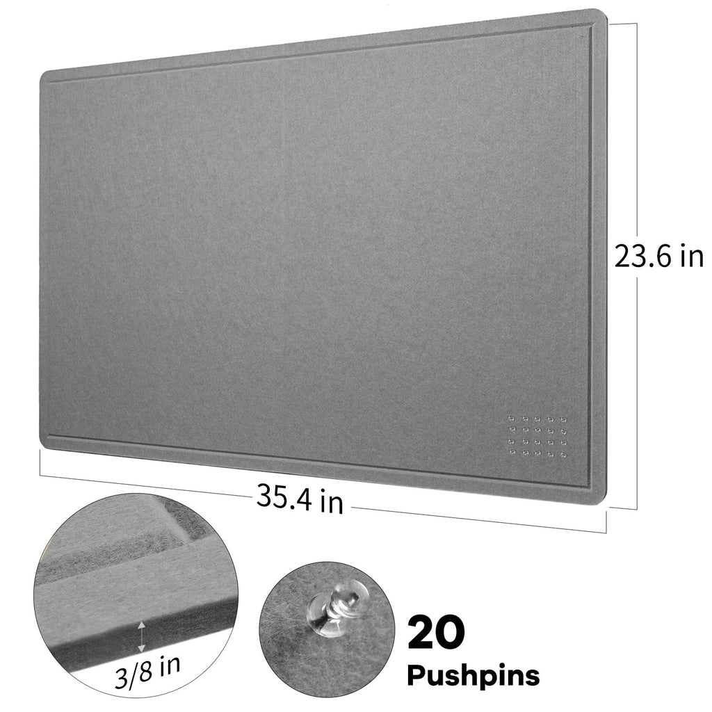 Lightomorrow Bulletin Board, 24 x 18 inches Decorative Felt Pin Board, Vision Board Cork Board Alternative for Wall, Foldable Photo Board Self-Adhesive Vision Board Mood Board with 20 Pushpins - Black