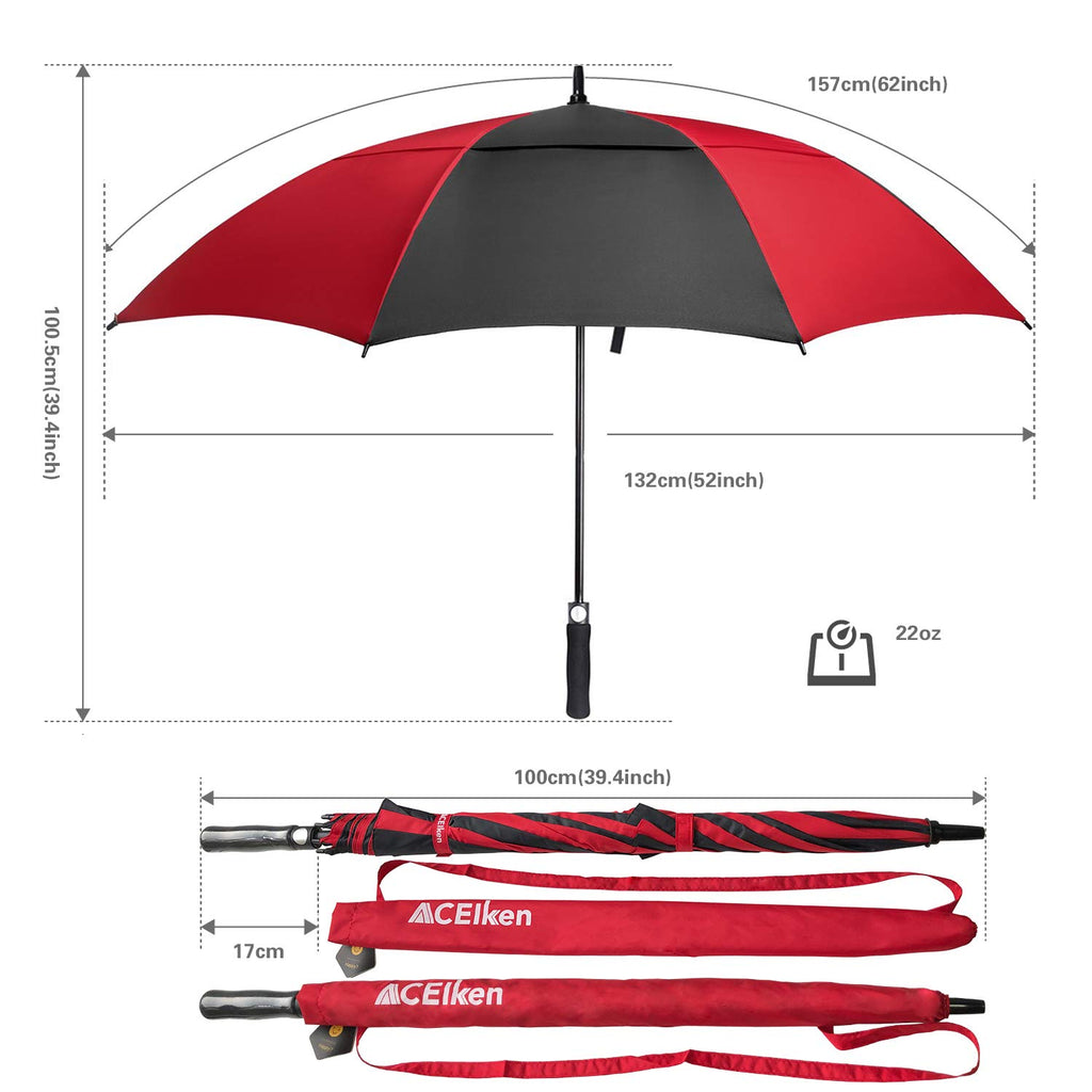 ACEIken Golf Umbrella Large 58/62/68 Inch Automatic Open Golf Umbrella Extra Large Oversize Double Canopy Vented Umbrella Windproof Waterproof for Men and Women