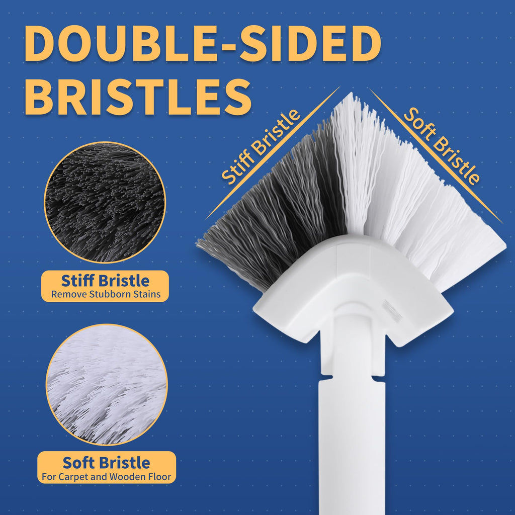 BOOMJOY Floor Scrub Brush with 57" Long Handle, 12" Wide Head, 2 in 1 Scrape and Brush, Stiff Bristle for Cleaning Bathroom, Patio, Kitchen, Tile, Wall and Deck