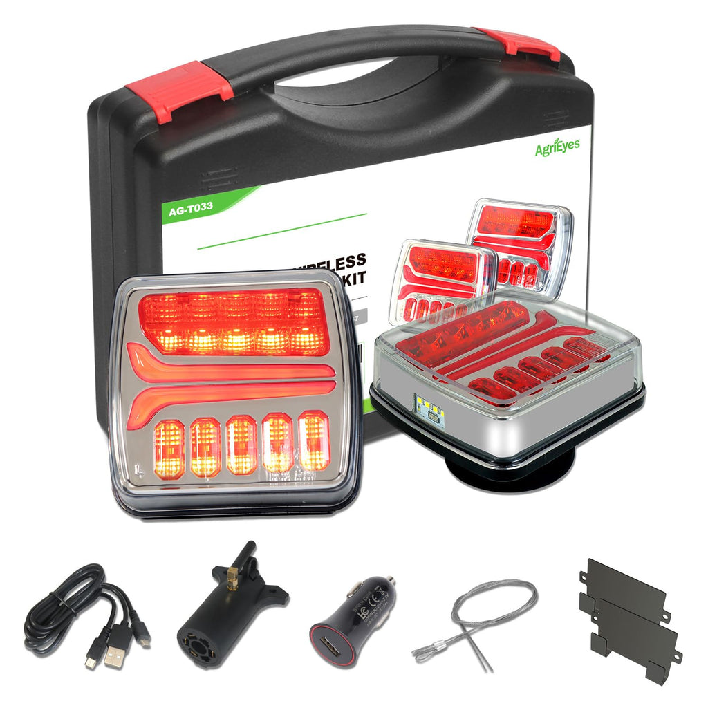 Agrieyes Halo Wireless Trailer Lights, 2 Mounting Options Magnetic Trailer Light for Towing, Portable LED Tow Lights Kit for Trucks, Boat, RV Amber