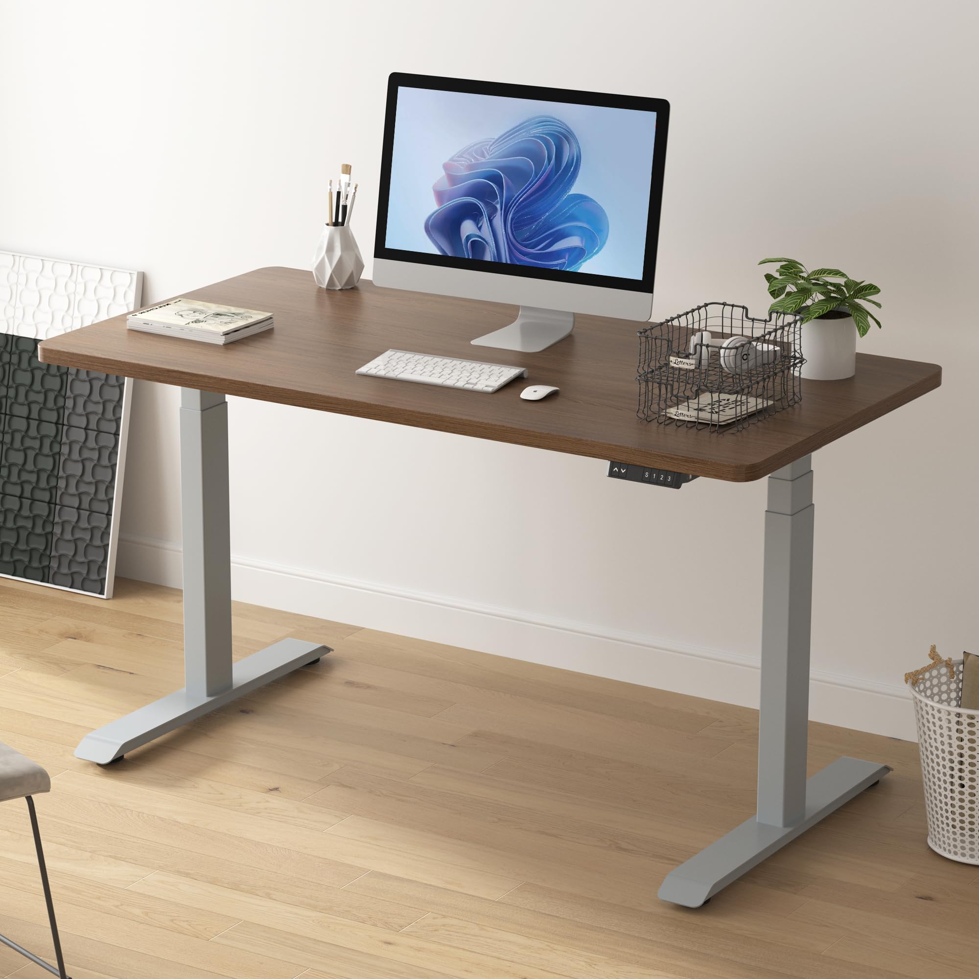 Fromann Dual Motor Electric Standing Desk Frame 3 Tier Legs Height Adjustable Handset with USB A+ C Ports Sit Stand up Desk Base for Home and Office (Black)
