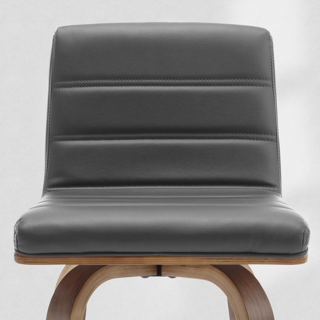 Bar Stools 29 Inch Bar Height, Swivel Bar Stools with Backs Upholstered PU Leather Barstool, L Shape Back and Padded Seat, Mid-Century Modern Bar Stool Pub Chairs for Kitchen Counter Island, Black