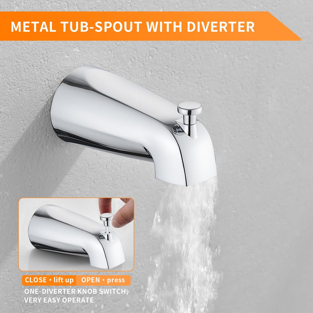 Gold Brushed Tub Shower Faucet Set With 8" Shower Head & Spout