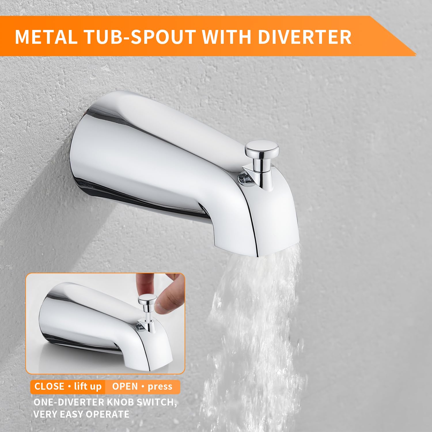 Gold Brushed Tub Shower Faucet Set With 8" Shower Head & Spout