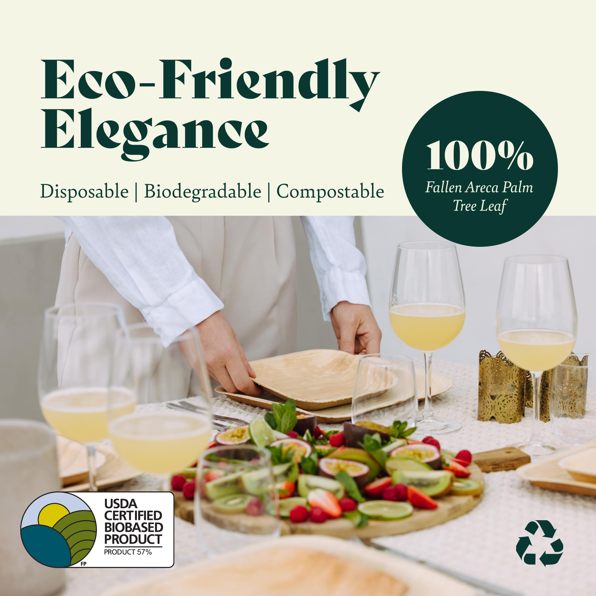 Chic Leaf Palm Leaf Plates - 4 in, 50 Pack, Compostable | Heavy-duty bamboo-style small plates - Use for appetizers & desserts at weddings, parties & picnics