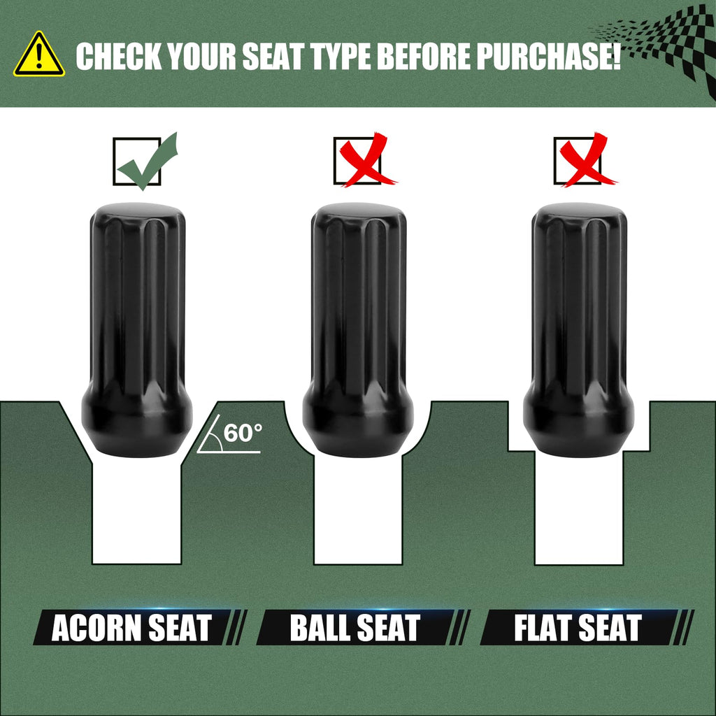 9/16-18 Spline Lug Nut 32pcs for Dodge 2500 3500 8 Lug, 9/16 x18 Closed End Lug Nut with 1 Socket Key for 1994-2011 Ram 2500 3500, 2002-2010 Ram 1500 Aftermarket Wheel