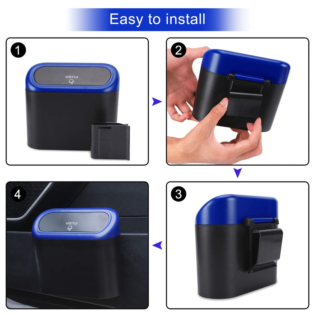 Accmor Car Trash Can with Lid, Mini Auto Dustbin Garbage Organizer with 30 Pcs Plastic Trash Bag, Automotive Garbage Container Bin for Vehicle, Home, Office