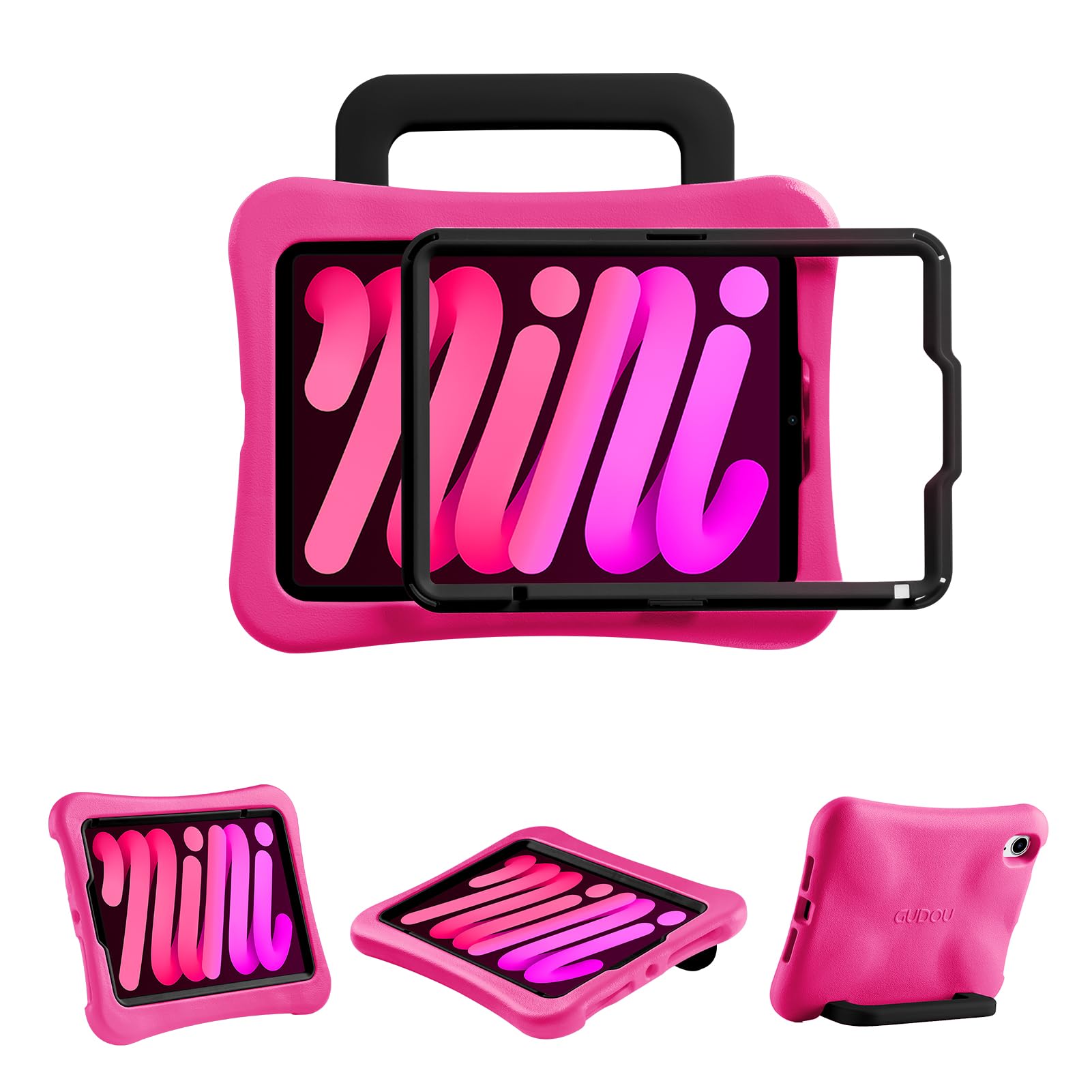 Kids Case for iPad mini 7 (A17 Pro) 2024 /iPad Mini6 2021, Light Weight Heavy Duty/Shockproof/Drop Proof with Handle/Kickstand, Child Friendly Cover for iPad mini 7th/6th Gen 8.3inch (red)
