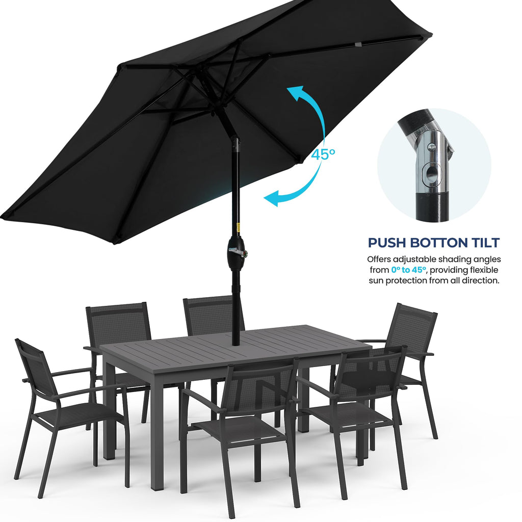 SUNVIVI OUTDOOR Outdoor Patio Umbrella, Patio Umbrella, Market Umbrella, Large Outdoor Umbrella, Metal Pole Umbrella with Push Button Tilt and Crank, Polyester Canopy
