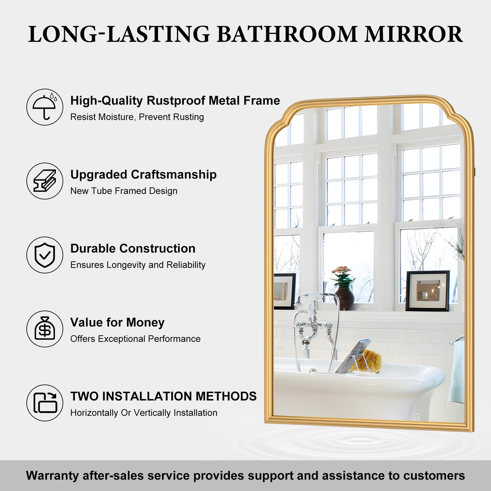Ferytange 18X24 Inch Black Mirror for Wall with Metal Frame Rectangular Rounded Bathroom Vanity Mirror Anti-Rust, Hangs (Black 18" x 24")
