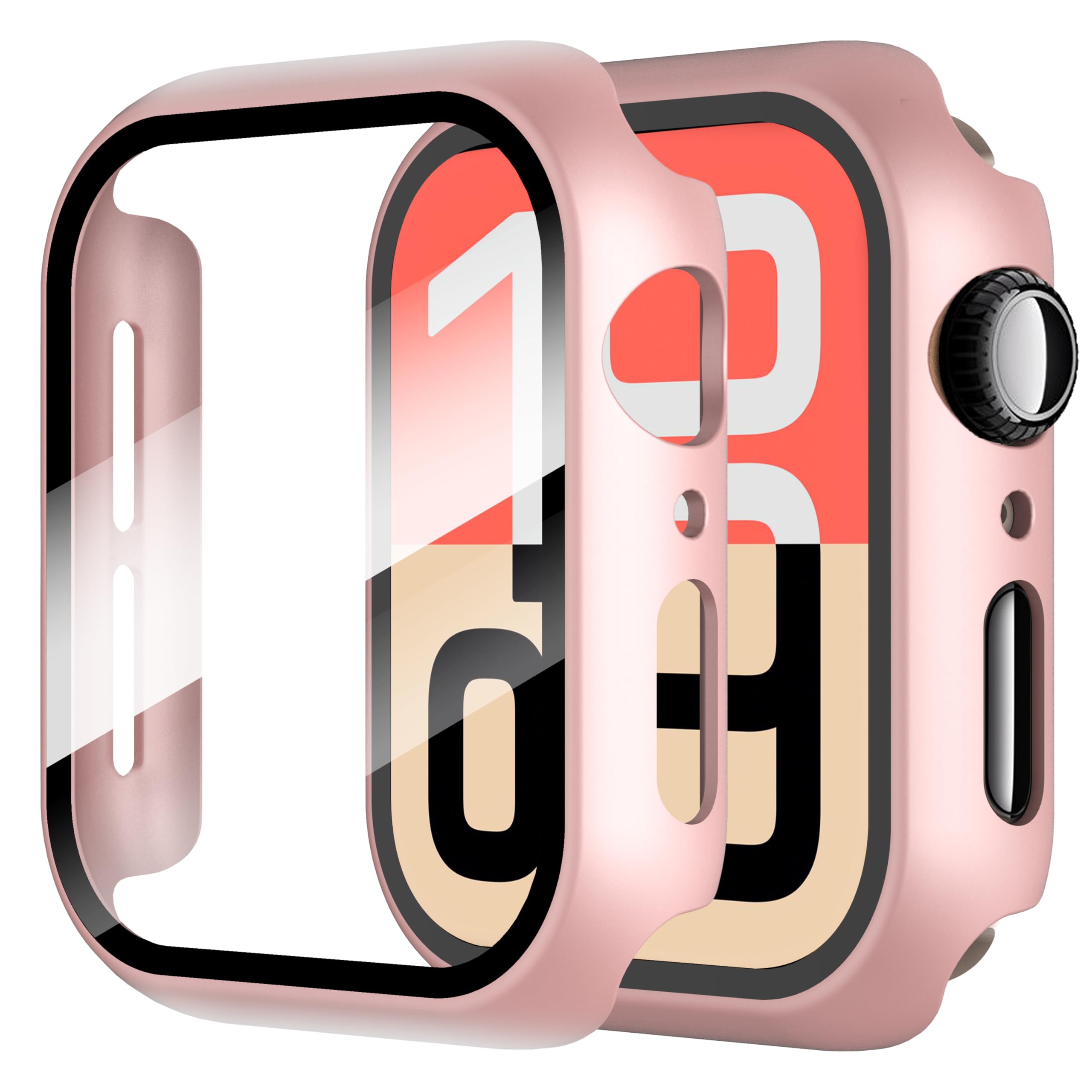 Diruite 2-Pack for Apple Watch Series 3/2/1 38mm Case, Ultra-Thin All-Around Tempered Glass Screen Protector Protection Cover for iWatch 38mm - Black