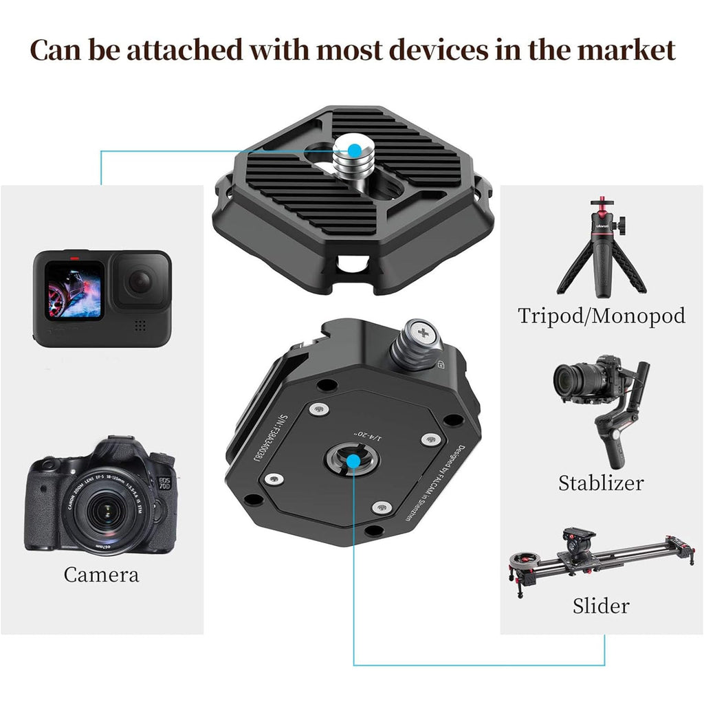 ULANZI F38 Camera Quick Release Plate w 1/4" to 3/8" Screw Thread, Quick Release System QR Plate Camera Tripod Mount Adapter for Sony Canon Monopod DSLR Stabilizer Slider DJI Switch Between Stablizer