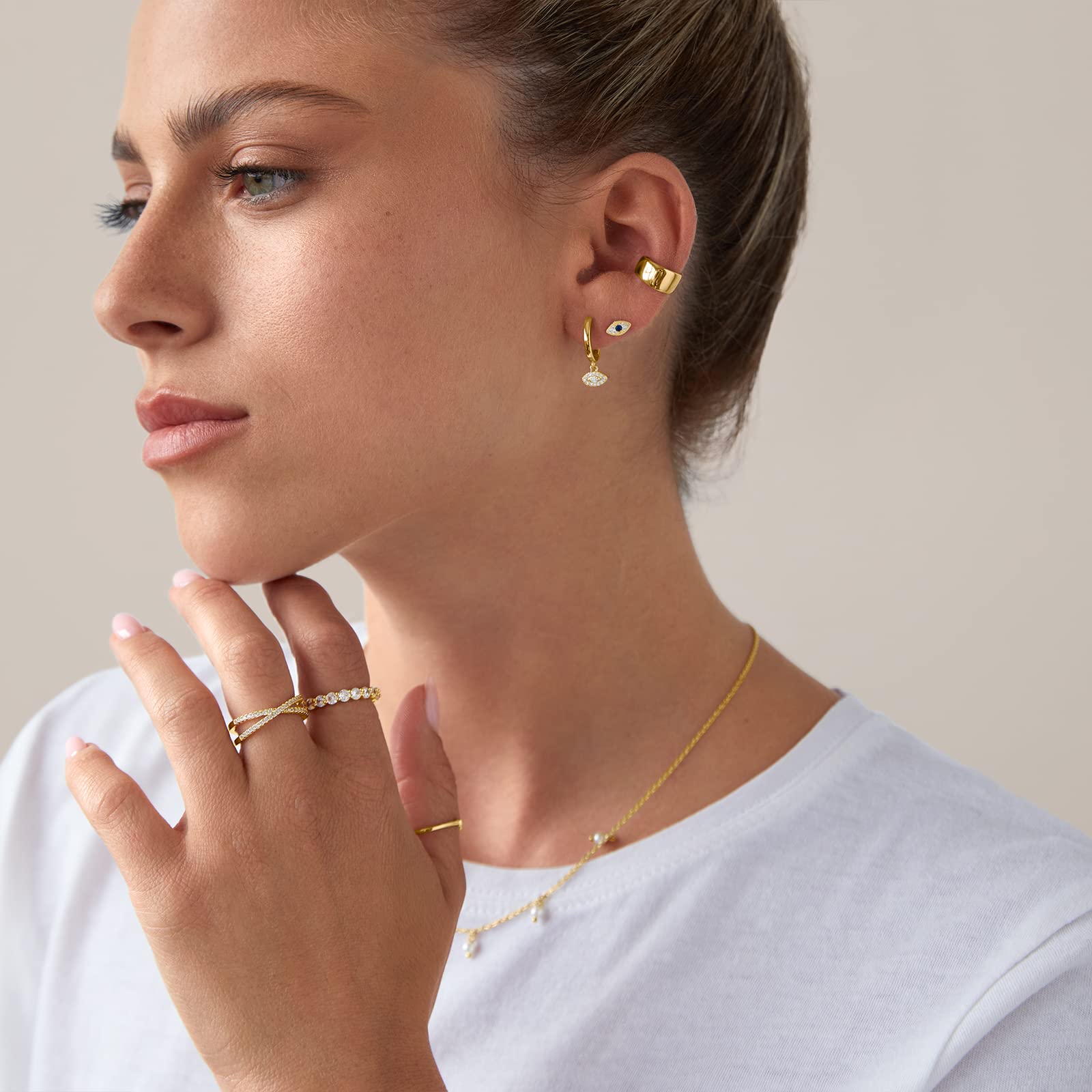PAVOI 14K Gold Plated Flat Back Earrings | Solid 925 Sterling Silver Posts | Helix Cartilage Earrings for Women | Cubic Zirconia Stud Earrings | Trending Fashion Jewelry