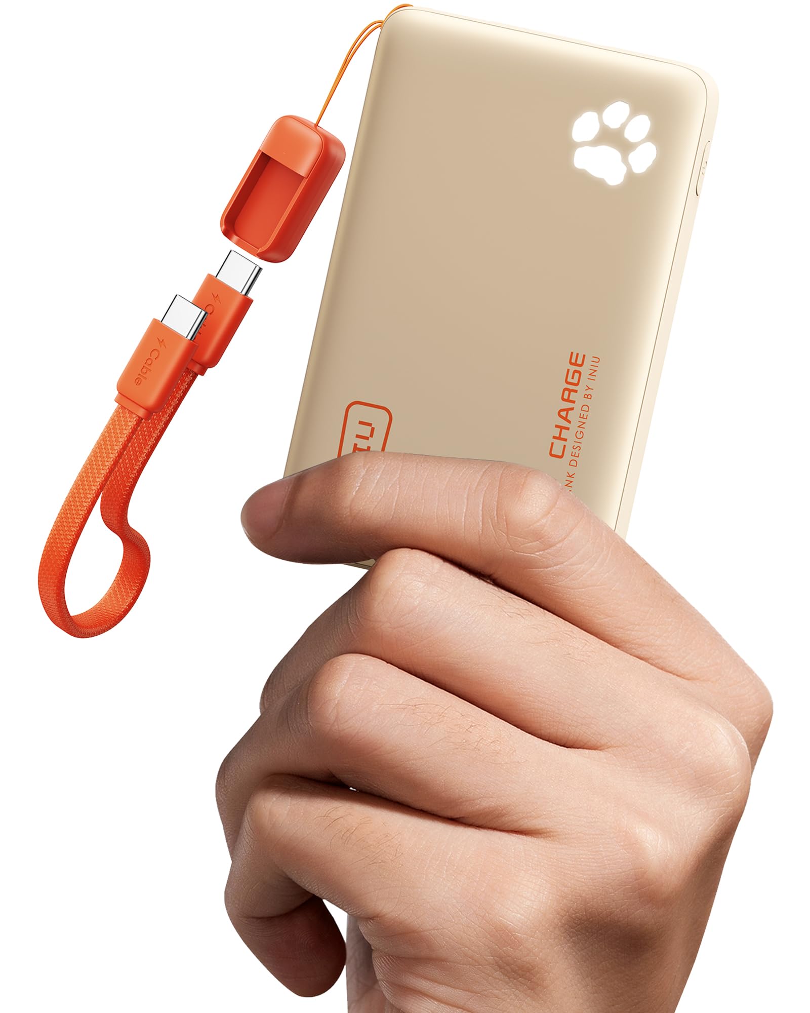 INIU 45W Fast Charging Portable Charger, 40% Smaller 10000mAh with Detachable Cable, Flight-Safe Travel Power Bank, USB C External Phone Battery Pack for iPhone 17 16 Pro iPad Samsung S26 Google etc