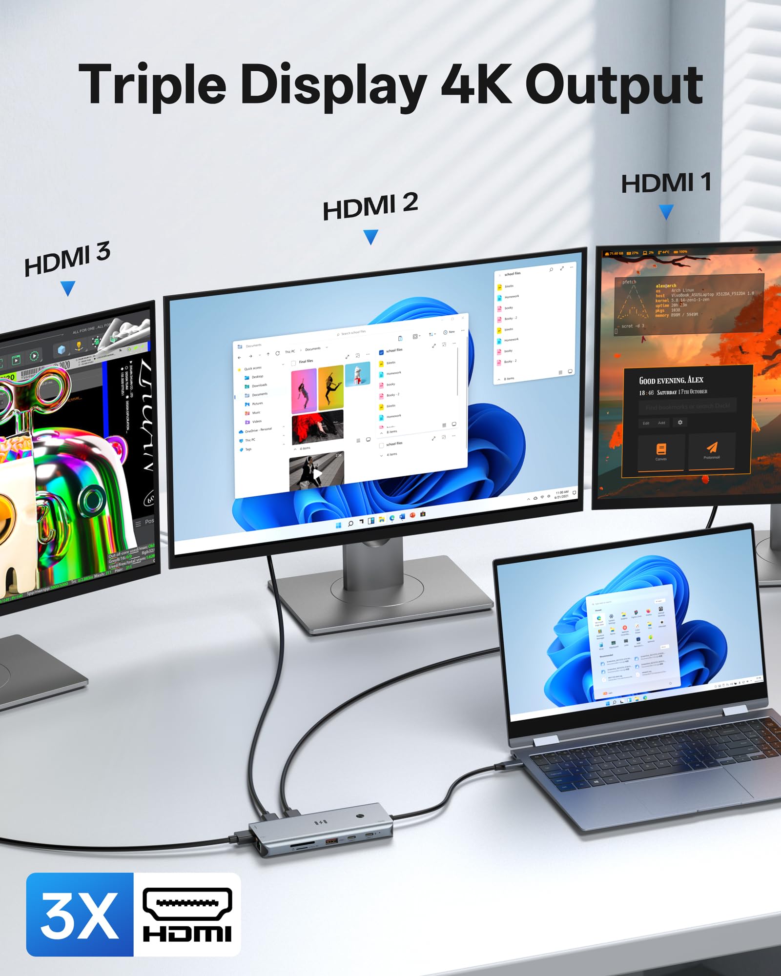 10Gbps USB C Hub with 4K@60Hz Video Display, Selore 5 Ports USB-C Splitter, C Port Data Transfer, 100W PD-in Charging, Dongle Multiport Adapter for MacBook Pro, iPad, Dell, HP, and More