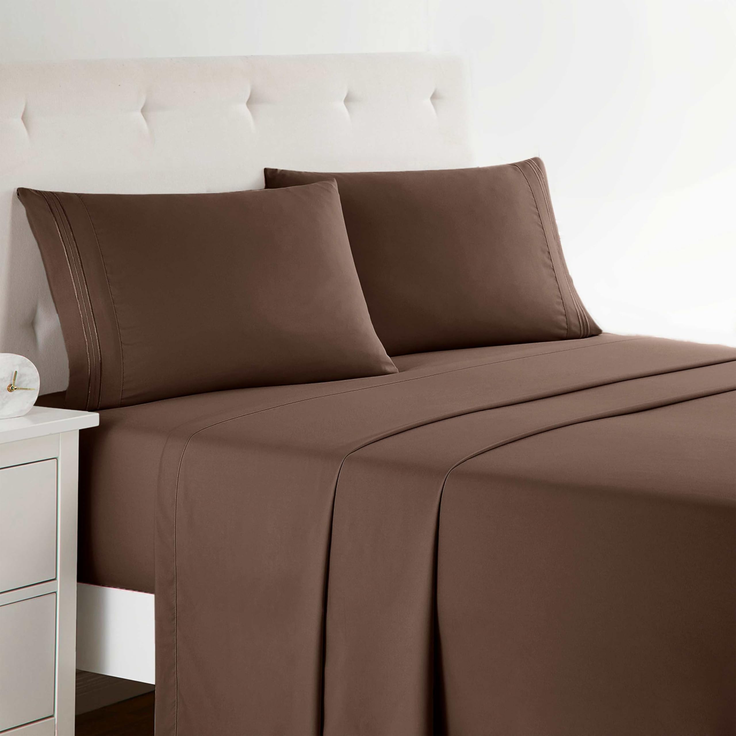 Clara Clark Bed Sheets, Premier 1800 Series 4 Piece Bed Sheet Set, Deep Pocket, Wrinkle, Fade, Stain Resistant, Luxury Soft Bedding Sheets & Pillowcases, Twin, Beach Blue