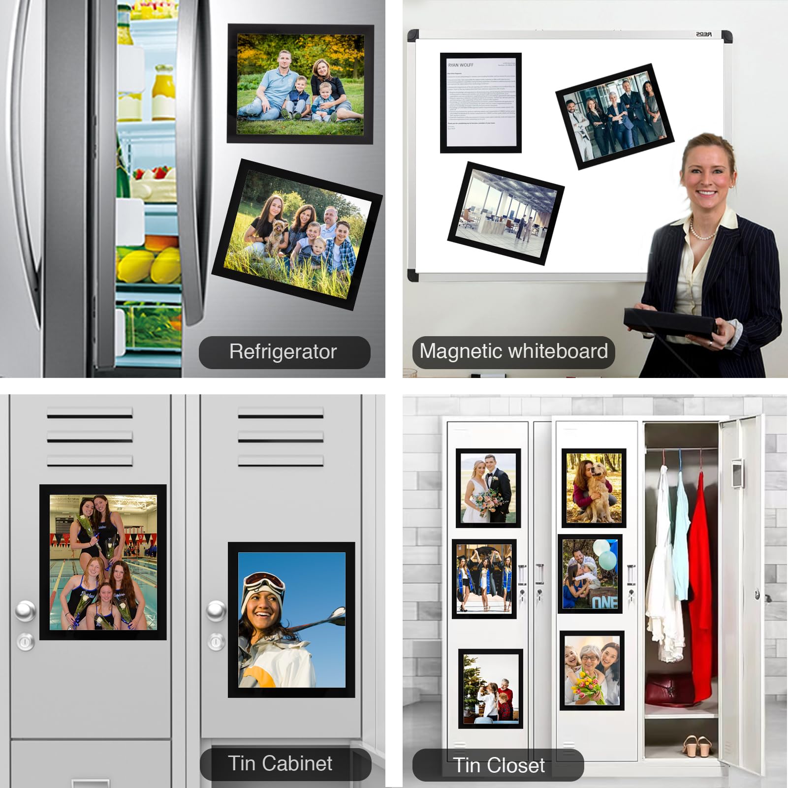 STTMGN Magnetic Picture Frames with Black Border(2.5"X3.5",12 Pack),Mini Wallet Size Magnet Photo Sleeves Pockets/Holder,Decorations for Home/Office/School/Classroom/Party