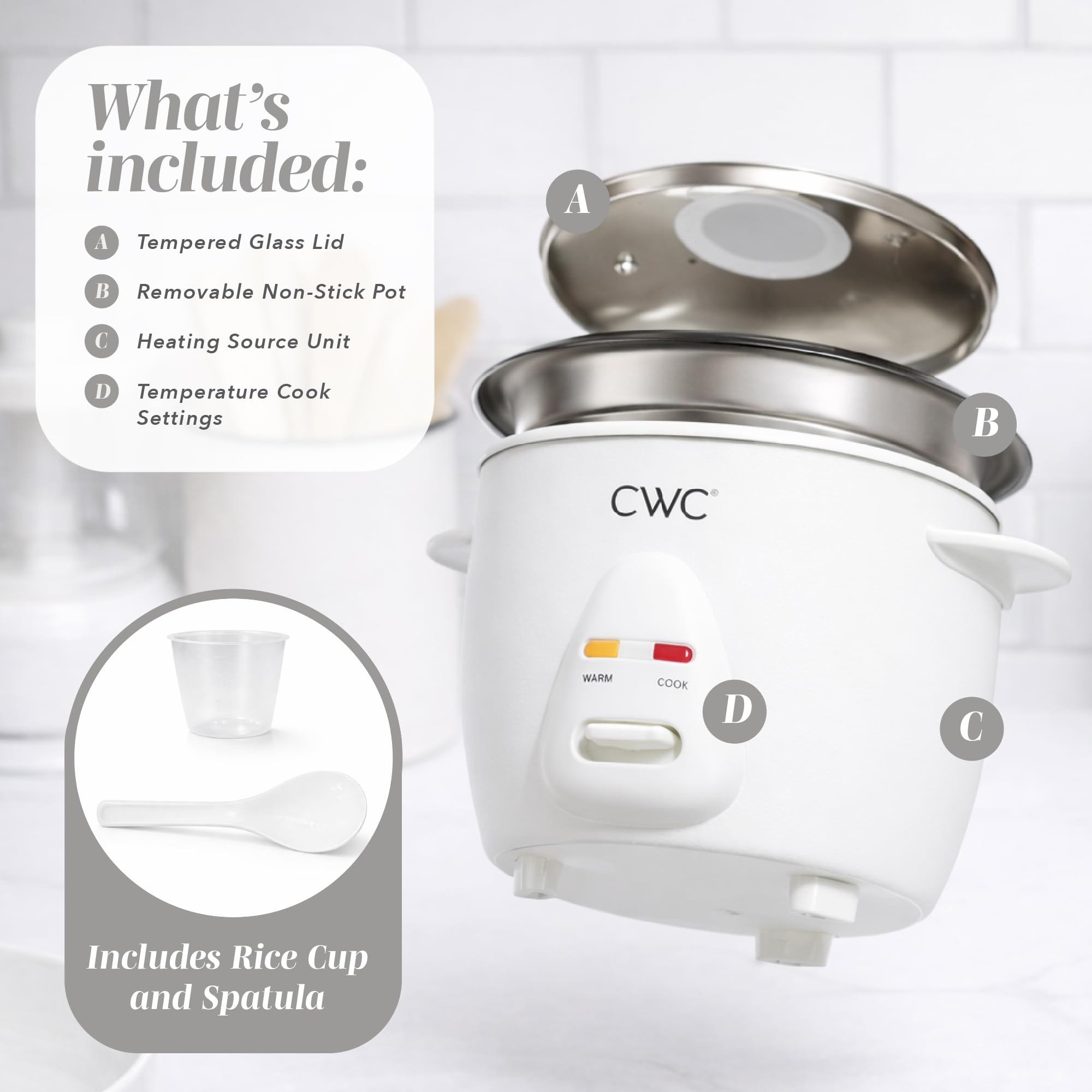 COOK WITH COLOR 6 Cup Rice Cooker 300W - Effortless Cooking and Perfectly, Cooks 3 Cups of Raw Rice for 6 Cups of Cooked Rice, Floral Blue