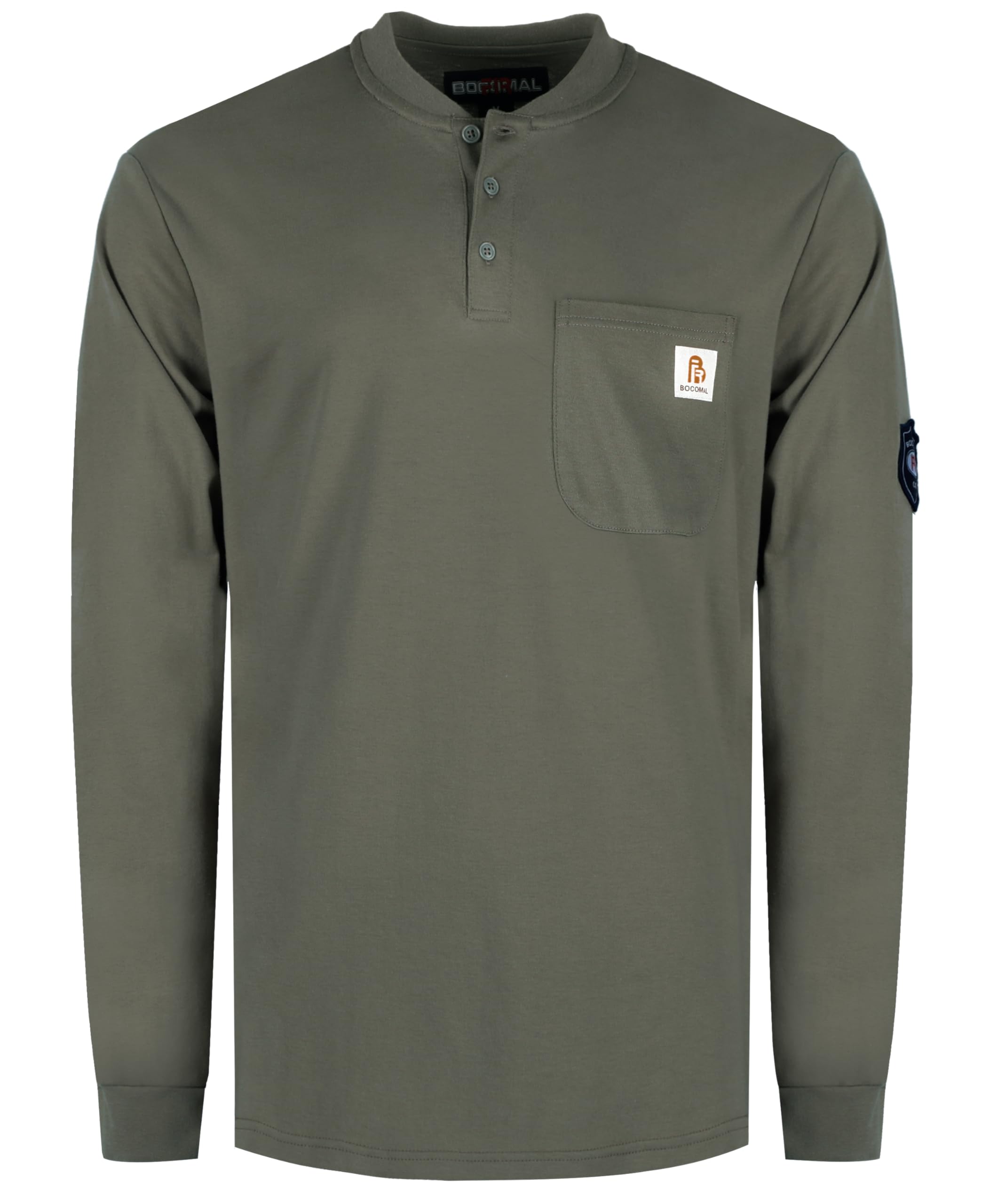 BOCOMAL FR Shirts Flame Resistant Shirt 5.5oz 100% Cotton Light Weight CAT2 Fire Retardant Henley Shirts