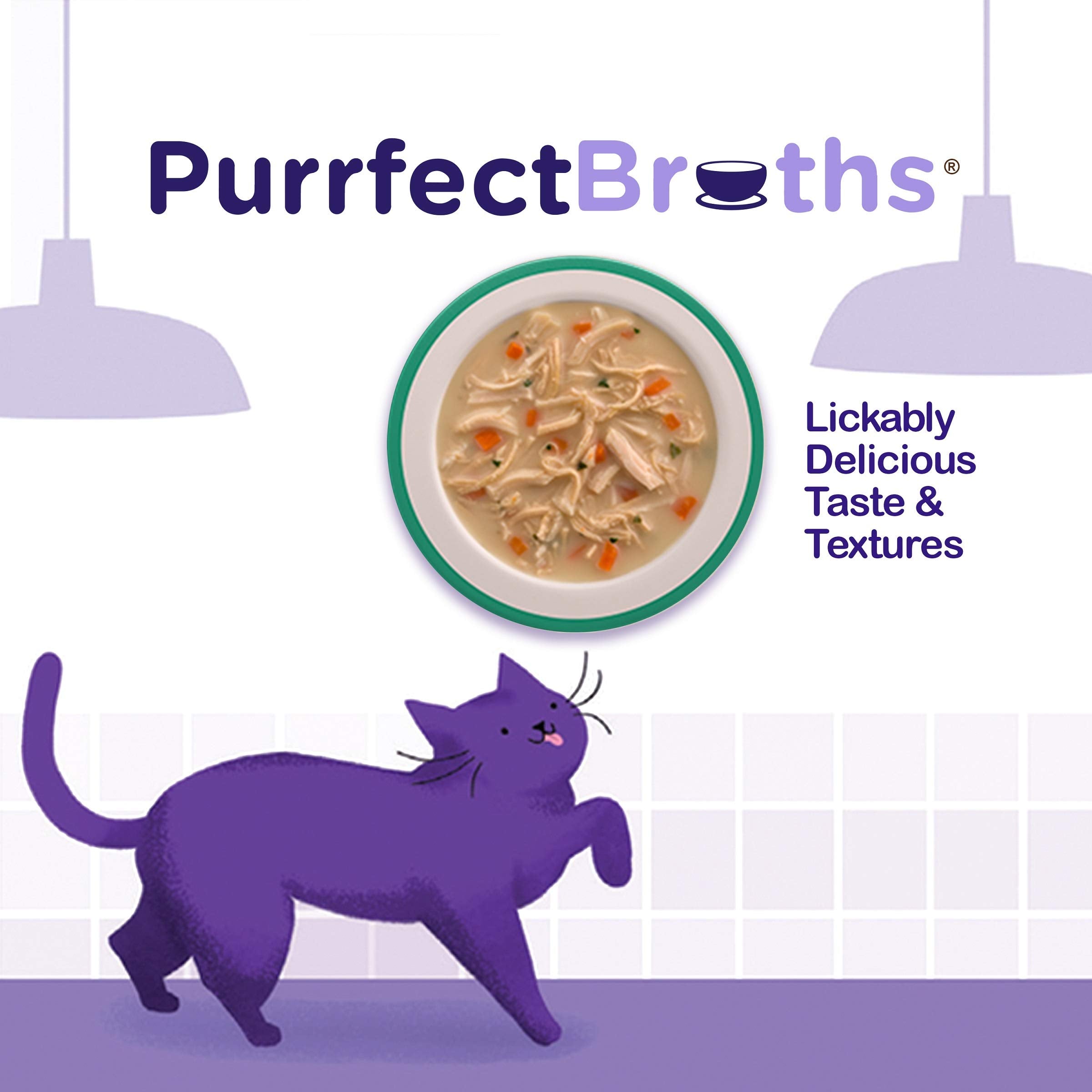 Nutrish Rachael Ray Purrfect Broths Classic Chicken Recipe, Lickable Complements for Cats, 1.4 oz. Pouch, 24 Count