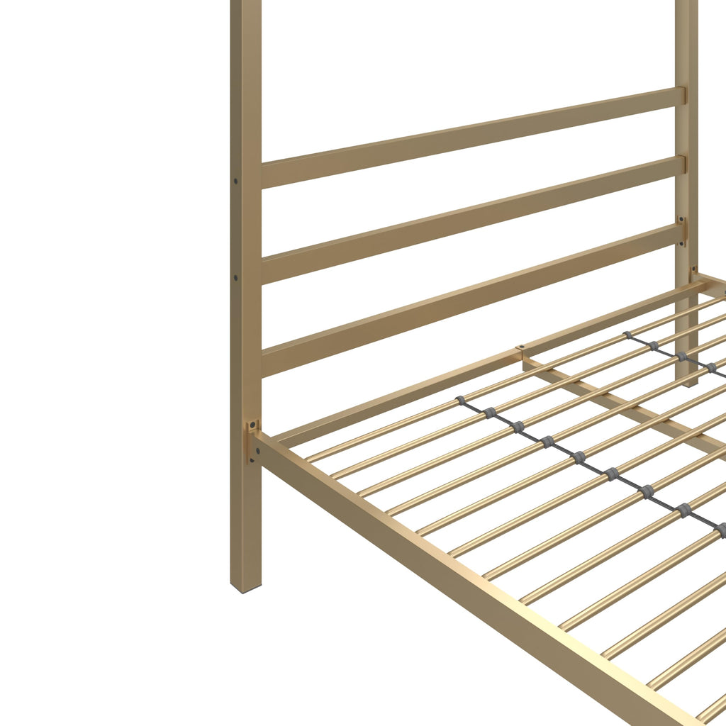 DHP King Metal Canopy Bed, Modern Design with Built-In Headboard, Sturdy Frame, No Box Spring Needed, Gunmetal Gray