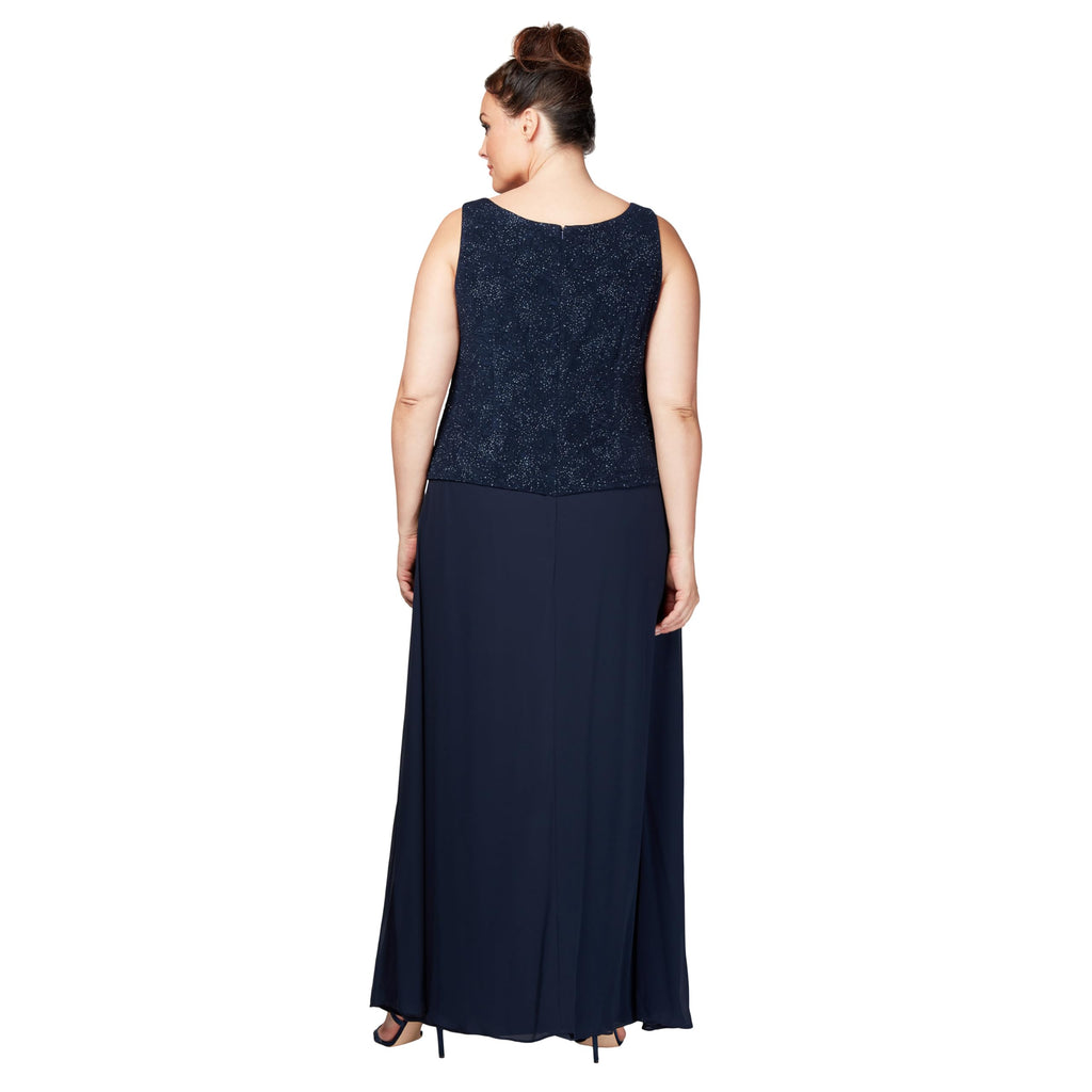 Alex Evenings Womens Long Dress with Mandarin Neckline Jacket