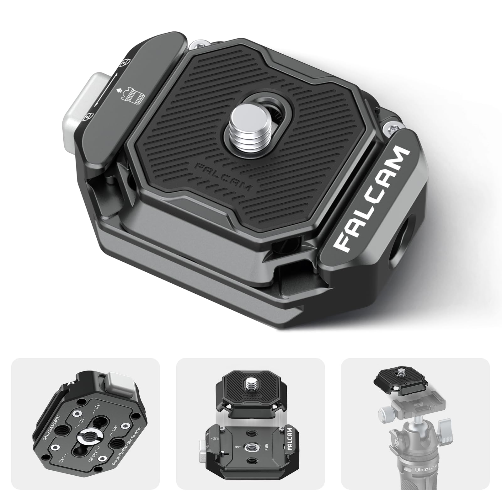ULANZI F38 Camera Quick Release Plate w 1/4" to 3/8" Screw Thread, Quick Release System QR Plate Camera Tripod Mount Adapter for Sony Canon Monopod DSLR Stabilizer Slider DJI Switch Between Stablizer