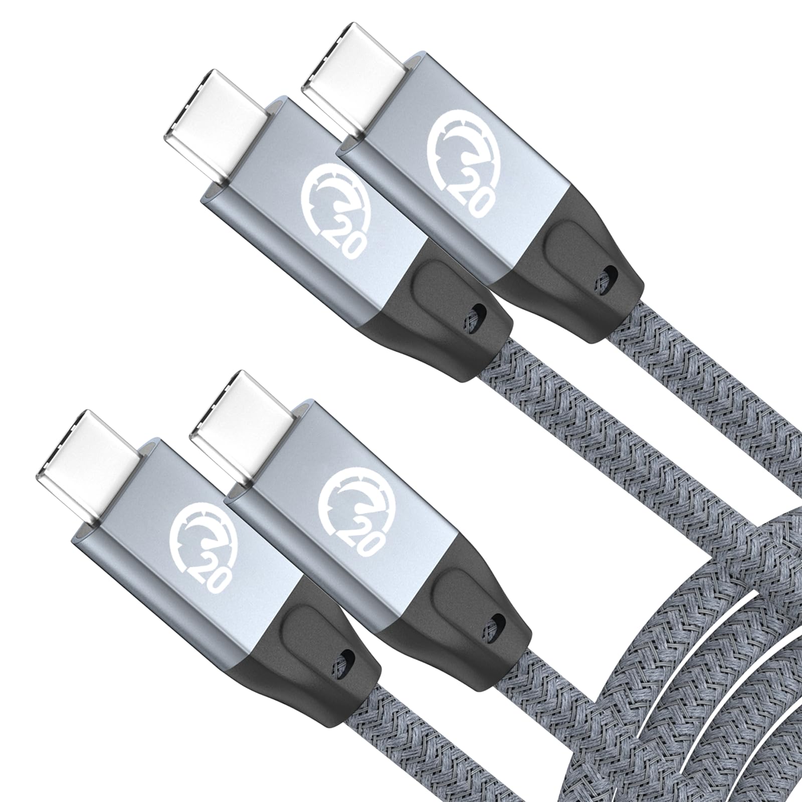 UseBean USB C to USB C Cable 100W 0.6FT(2 Pack), Short USB C 3.2 Gen 2X2 20Gbps 4K@60HZ Video Cable,Type C to C Charger Cord Fast Charge,for iPhone 15,MacBook, iPad Pro Air Mini,Galaxy S24/S23