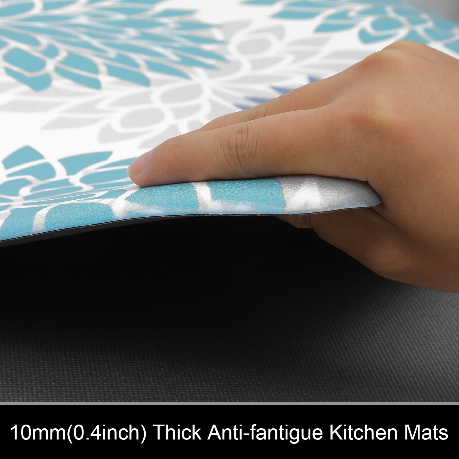 HEBE Anti Fatigue Kitchen Rugs Sets of 2, Non Slip Kitchen Mats for Floor, Waterproof Cushioned Comfort Standing Carpet for Kitchen Sink, Home Office, Laundry Room