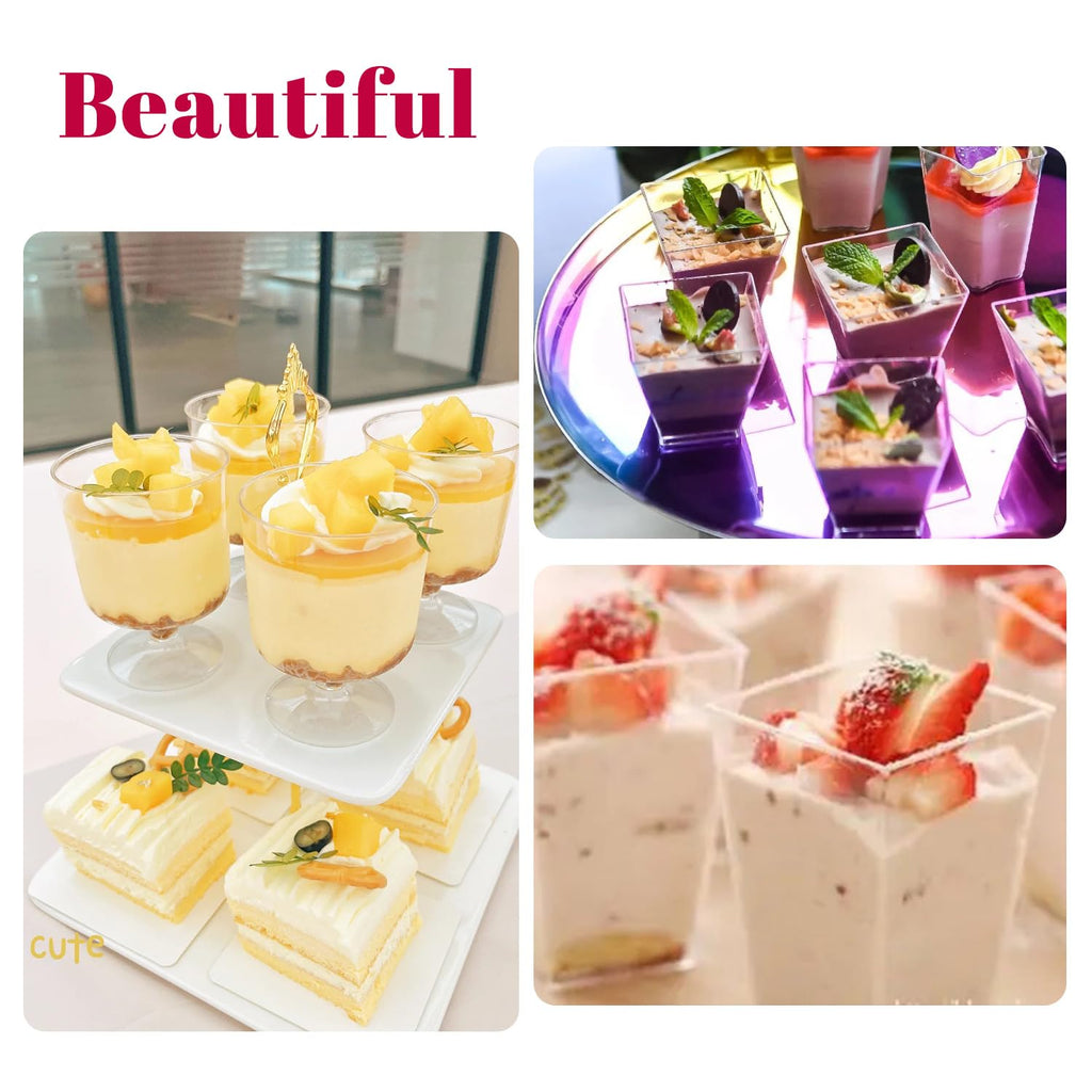 UrbanRoots 300 Pack Clear Plastic Dessert Cups(5 oz),Disposable Parfait Cups For Pudding, Fruit and Ice Cream,Mini Shooter Cups With Spoons For Party,appetizer cups