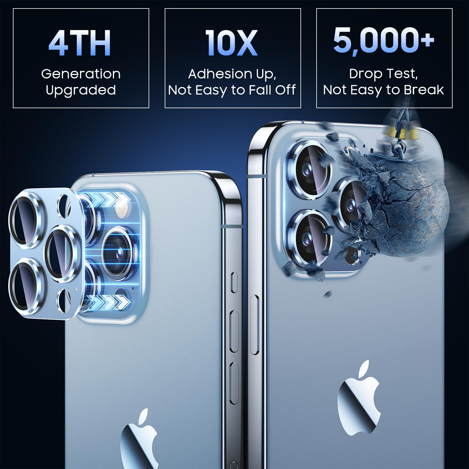 Uyiton Compatible with iPhone 17 Camera Lens Protector - [Not Easy to Break][Strong Adsorption][Case-Friendly] Metal Tempered Glass Rear Camera Screen Cover - Black