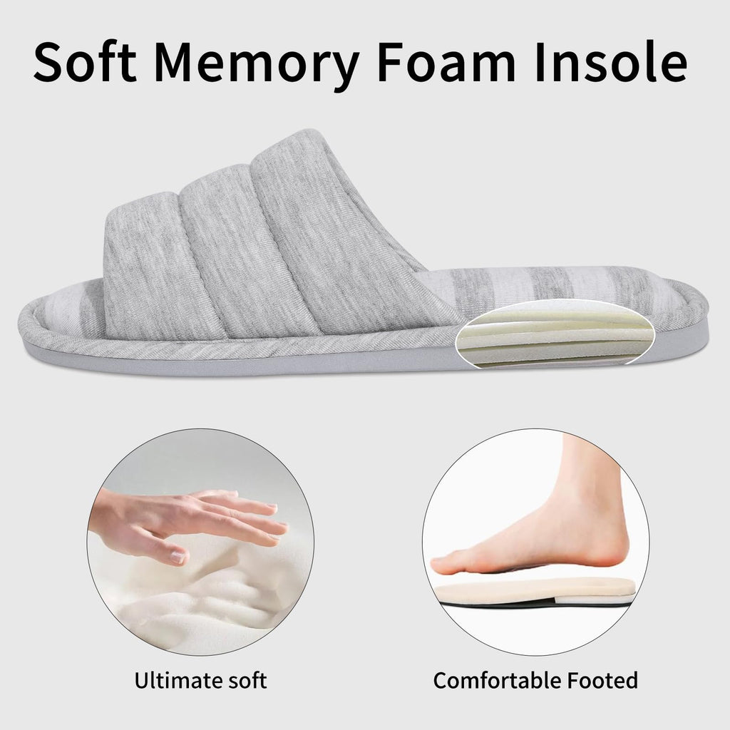 shevalues Open Toe House Slippers for Women Men Soft Cotton Indoor Shoes Memory Foam Slip On bedroom Slippers