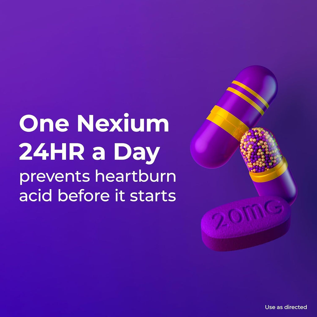 Nexium 24HR Acid Reducer Heartburn Relief Capsules for All-Day and All-Night Protection from Frequent Heartburn, Heartburn Medicine with Esomeprazole Magnesium - 28 Count