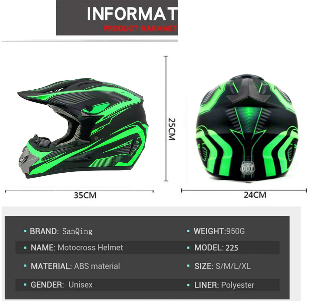 Youth Kids Motocross Helmet Full Face Motorcycle Dirt Bike Off-Road Mountain Bike BMX MX ATV Helmet,DOT Approved,W/Gloves Goggles Mask 4Pcs Set (Black, S)