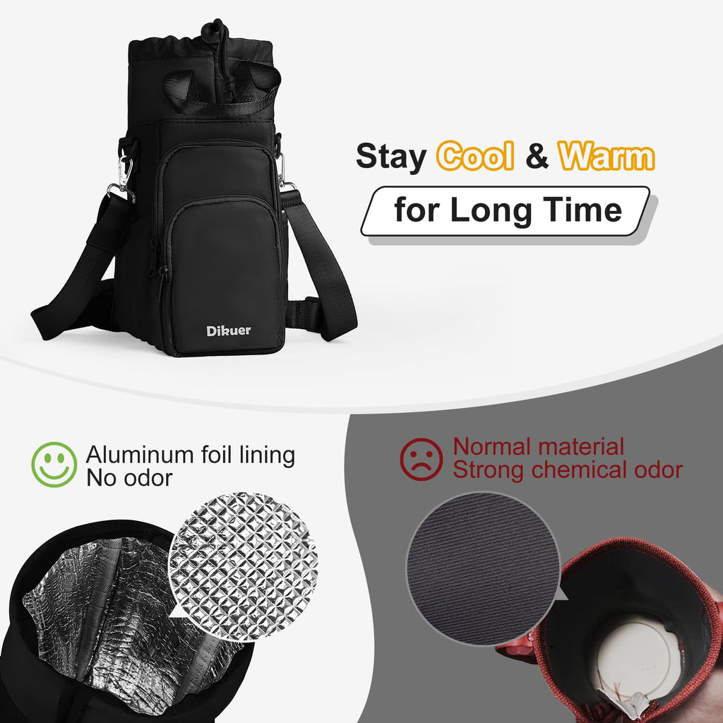 Water Bottle Holder with Strap, 32oz 40oz Insulated Crossbody Water Bottle Carrier Sling Bag with Phone Pocket for Walking/Hiking/Travel/Gym