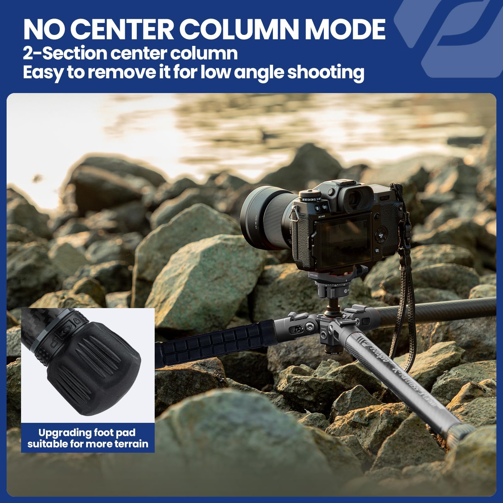 Fotopro 60" Camera Tripod, Carbon Fiber Travel Tripod with 360° Ball Head, Ultralight 2.1lbs, 22lbs Load, Quick Lock, Folds to 14.3" Carry-On, for DSLR Mirrorless Cameras, X-Aircross 3 Blue