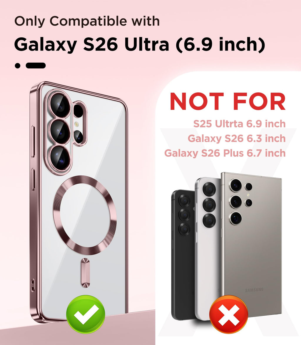 Magnetic Case Compatible with Samsung Galaxy S25 Ultra,Compatible with MagSafe,[Full Camera Protection][Screen Protector] Shockproof Plating Clear Phone Cover for Galaxy S25 Ultra(Black/Clear)